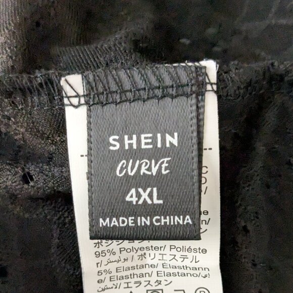 SHEIN Black Eyelet Jersey Knit Short Sleeve V-Neck Pullover Top; Size 2X (18/20W - Picture 4 of 5